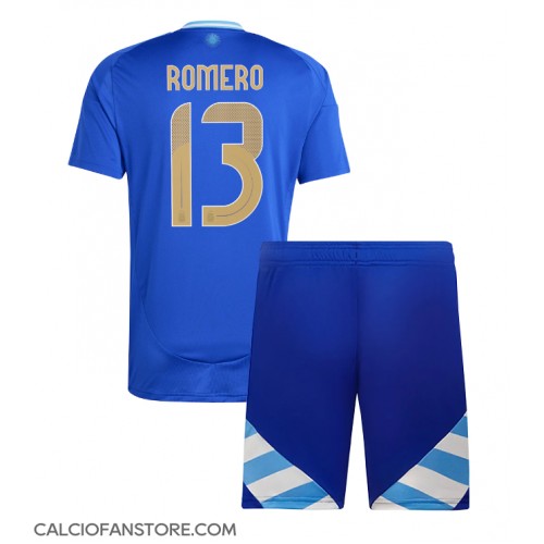 Maglia Calcio Argentina Cristian Romero #13 Seconda Divisa Bambino Copa America 2024 Manica Corta (+ pantaloncini)